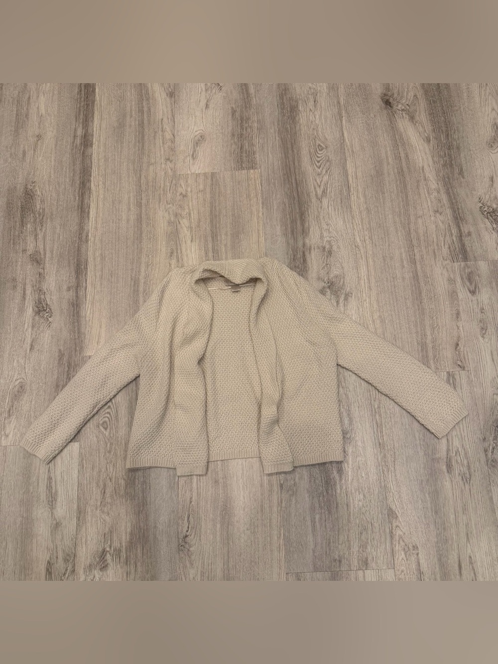 LOFT Small Cream Open Front Cropped Knit Cardigan Sweater